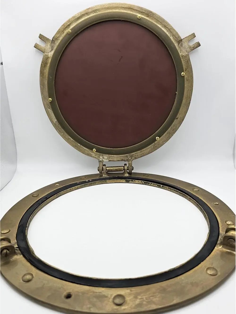 Vintage Brass Porthole Mirror Nautical Maritime Wall Decor Industrial Style